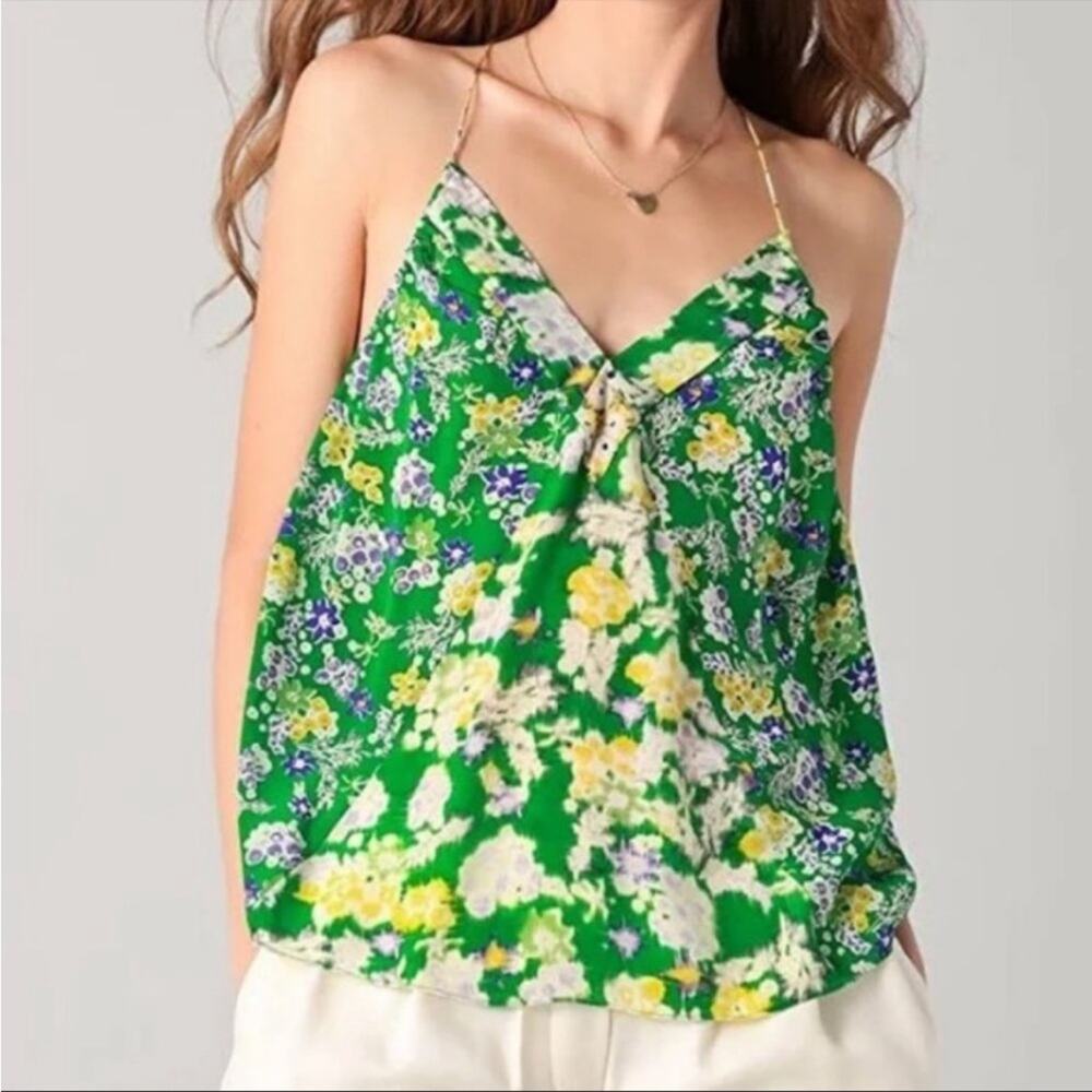 Rebecca Taylor | Silk Blouse Tank Top Green Yellow Purple Small
